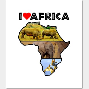 I Love Africa Wildlife Collage Map Posters and Art